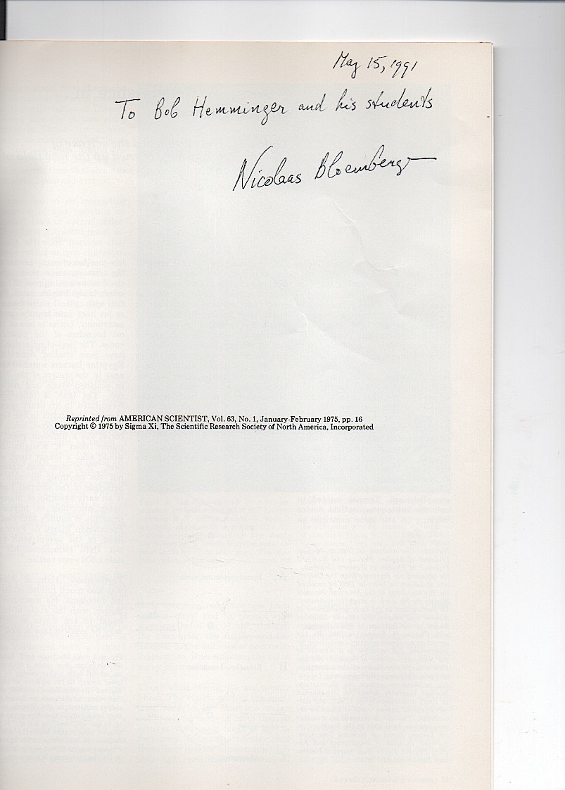 Signed Inscribed 1991 Article On Lasers That Appeared In American Scientist 1975 Approx 8 X 11 VG50 75 Signed Inscribed 1991 Article On Lasers That Appeared In American Scientist 1975 Approx 8 X 11 VG50 75